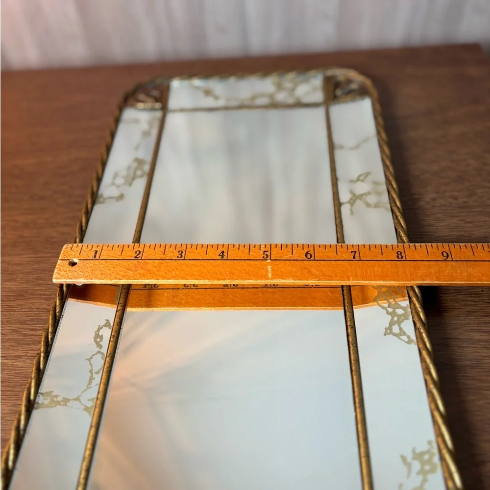 Vintage Ornate Gold Vein Vanity or Wall Mirror With Decorative Trim
